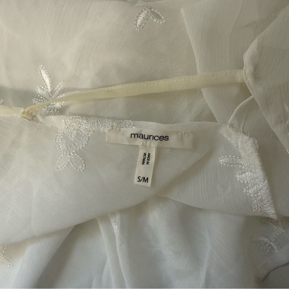 Maurices White Kimono Embroidered Open Front Beach Bridal Small Medium Women’s - Picture 10 of 12